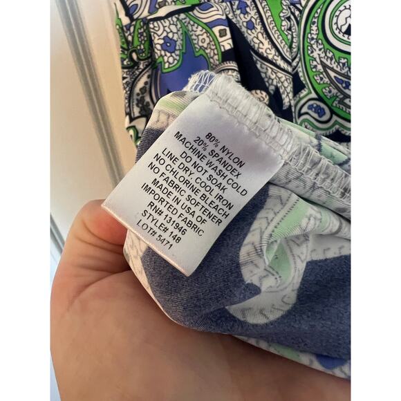 Judy Connally Sleeveless Shift Dress Blue Paisley Print Sz Womens Small Beachy - Picture 10 of 10